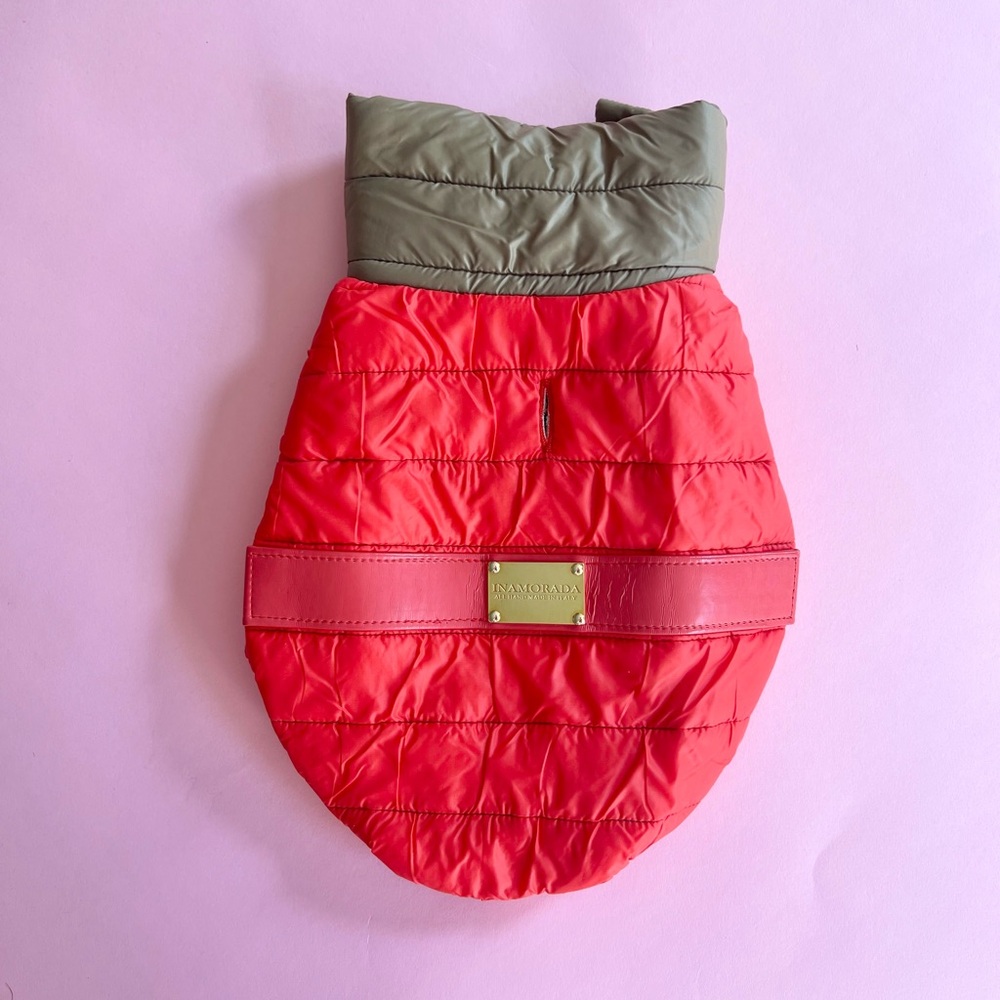 INAMORADA Red Quilted Dog Jacket. Made in Italy. Size Small